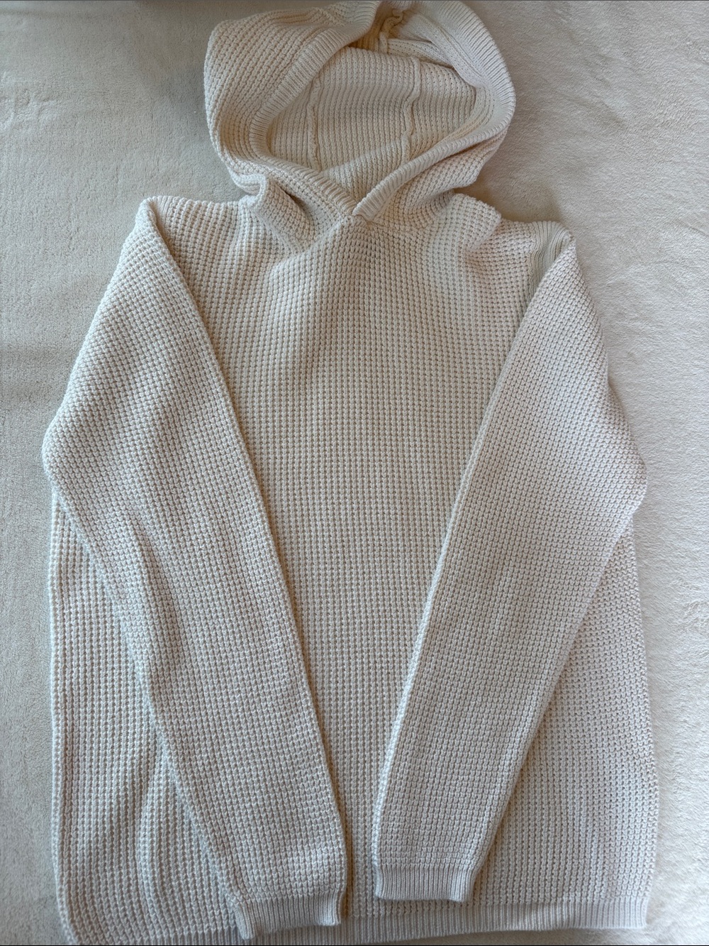 INC International Concepts Cream Knit Hooded Sweater